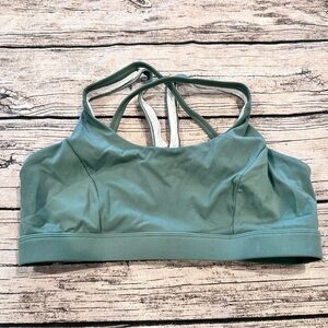 Running Girl Green Sports Bra With Strappy Back Size Medium